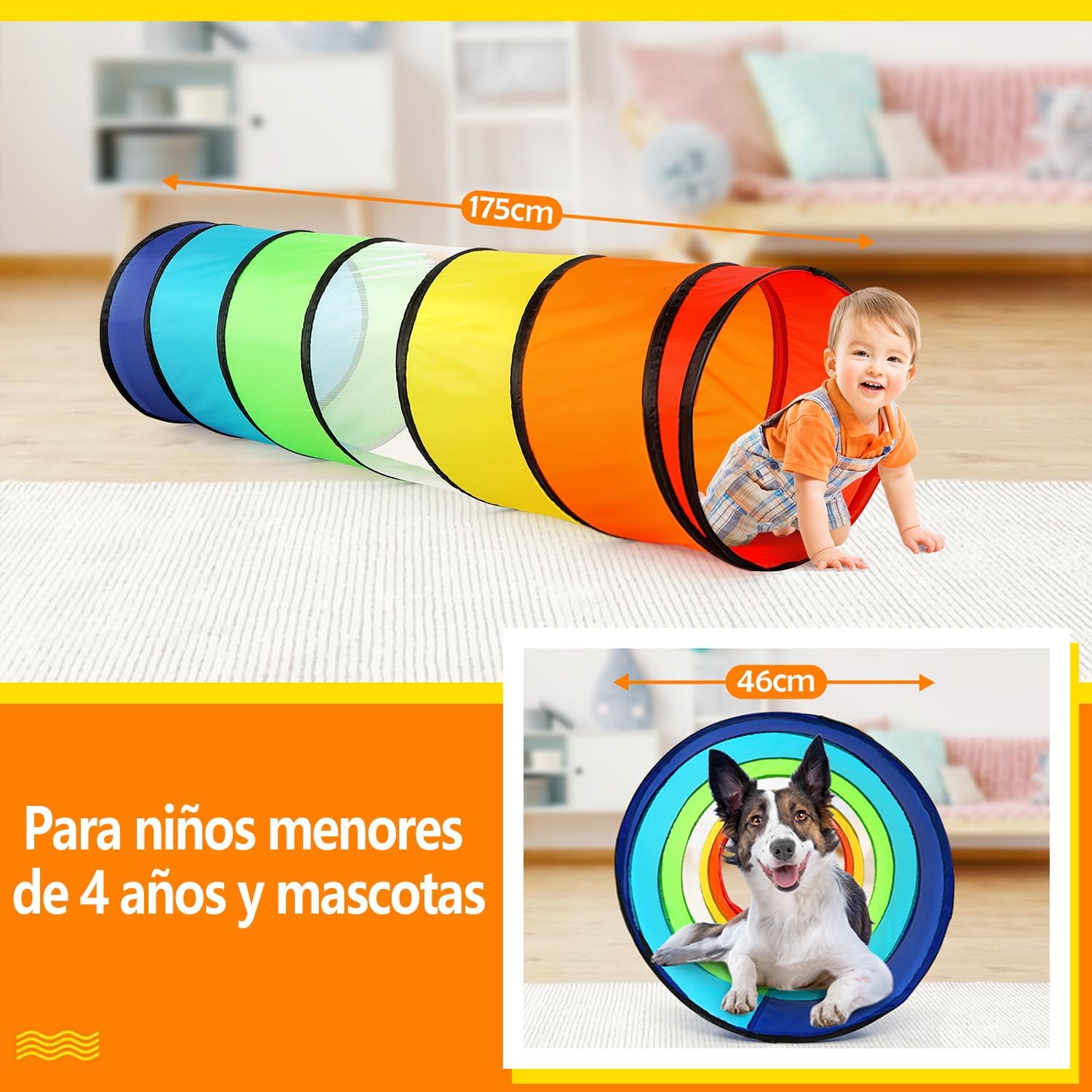 Detalle 2 de Wilwolfer Túnel de Juego 180 cm para bebés
