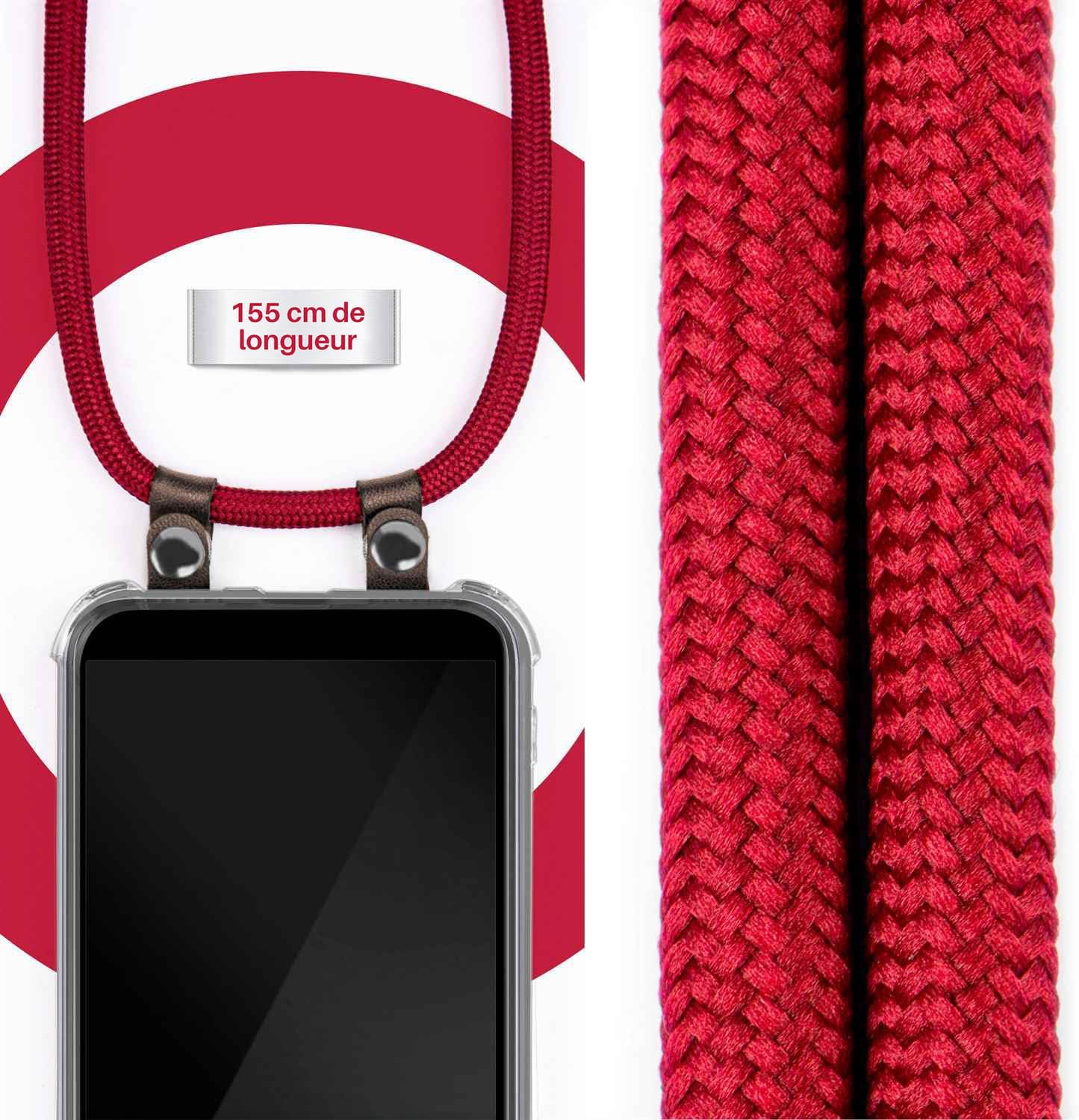 Thumbnail 2 de moex Chaîne de téléphone Portable pour iPhone SE (2020) — Coque silicone avec sangle réglable en vin rouge
