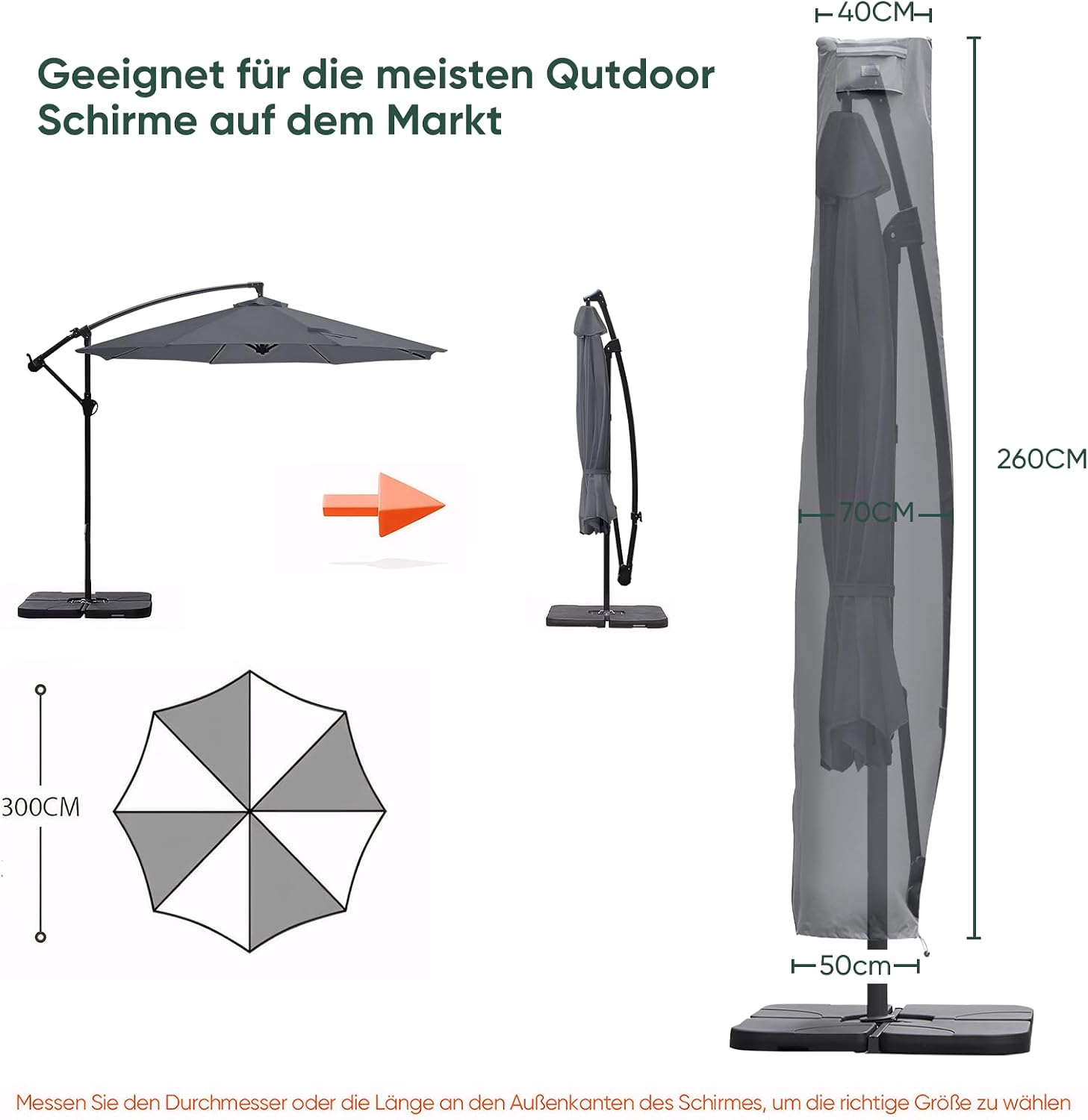 Detalle 2 de Sekey Housse parasol déporté 260x65cm 🏖