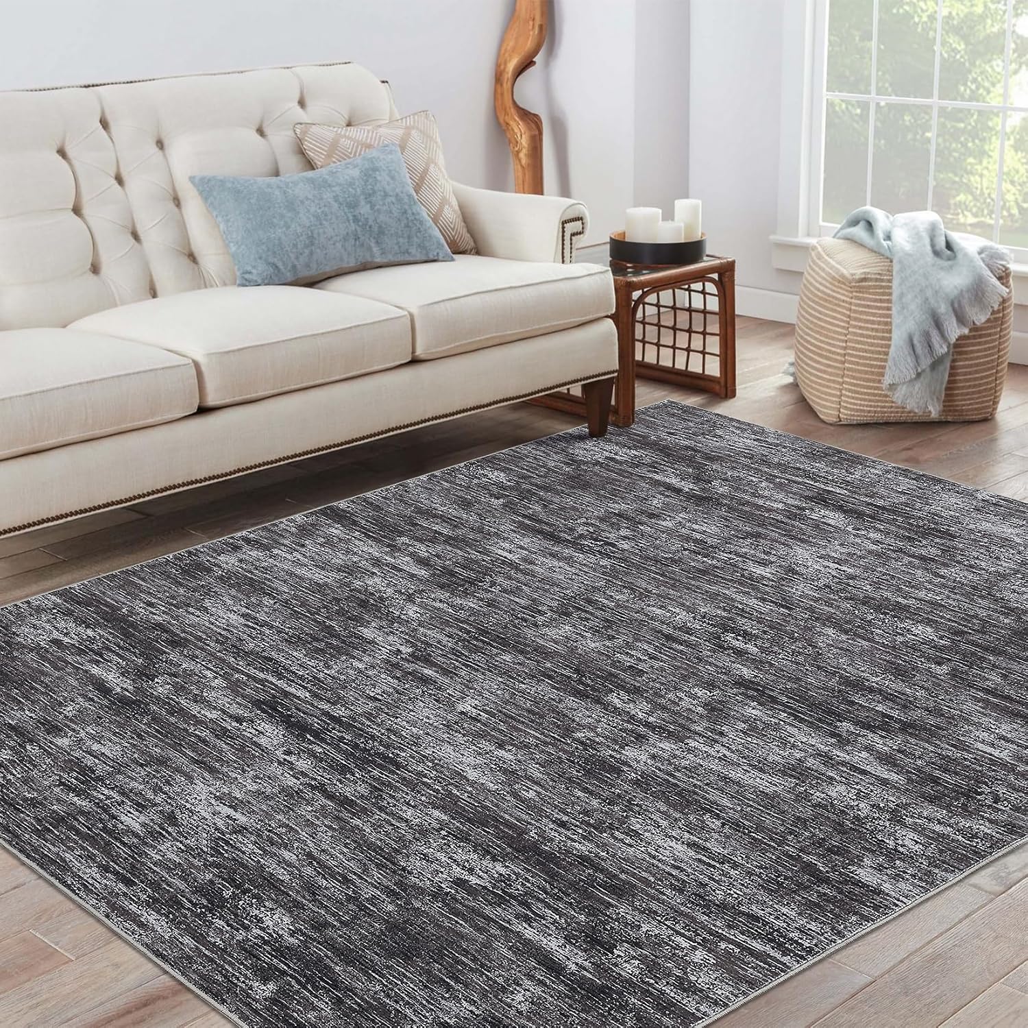 Detalle 2 de RUGSREAL 6x9 Dark Grey Area Rug 🏡