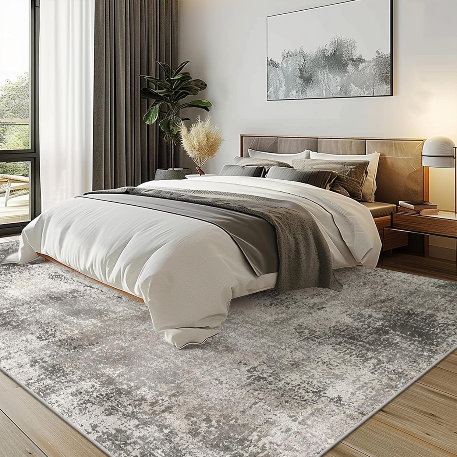Thumbnail 4 de GENIMO 8x10 Area Rug — Machine Washable, Non-Slip, Low-Pile Distressed Grey