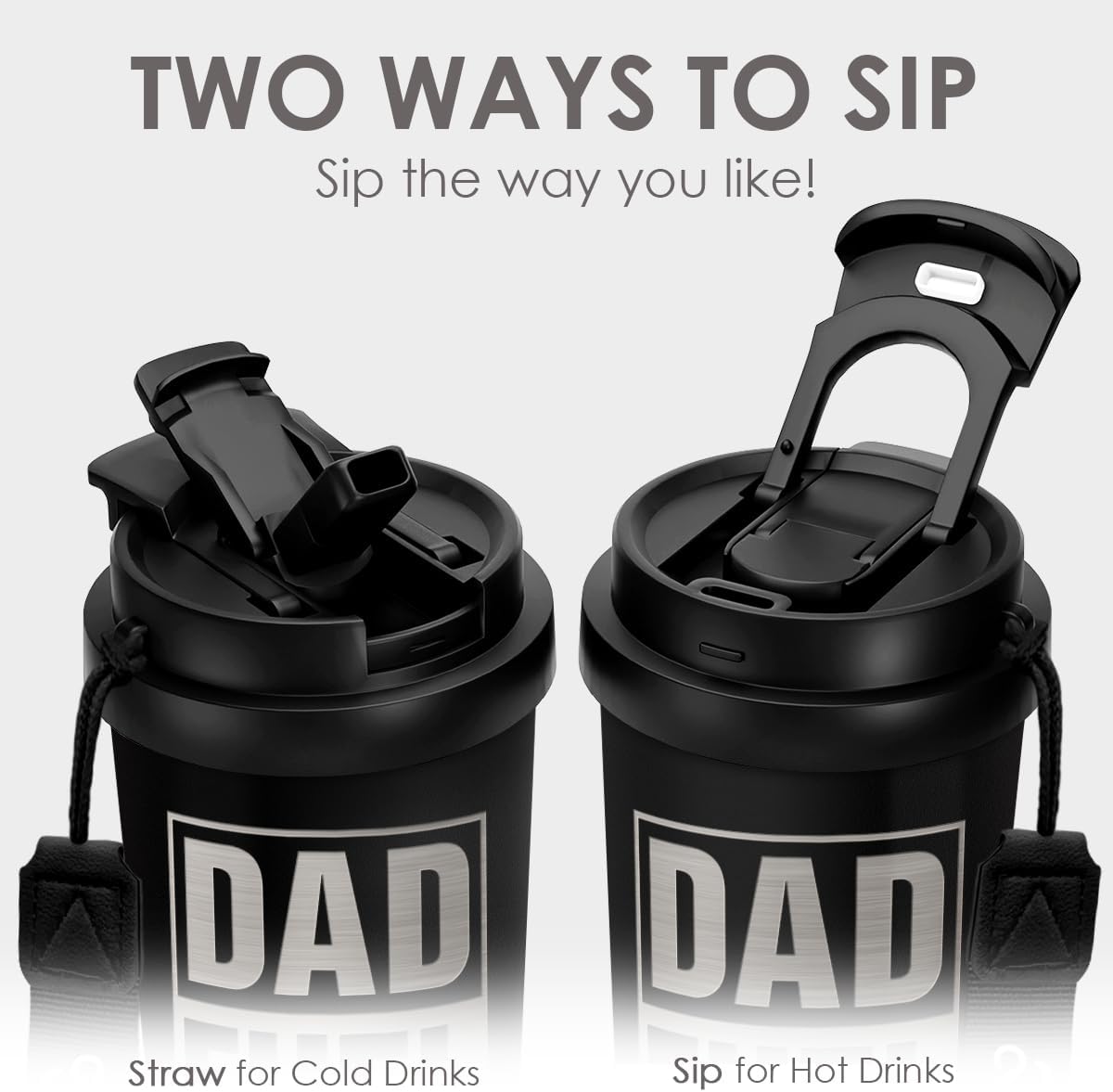 Detalle de SANDJEST Dad Fuel Tumbler from Daughter Son – 18 oz Stainless Steel with 2-in-1 Lid