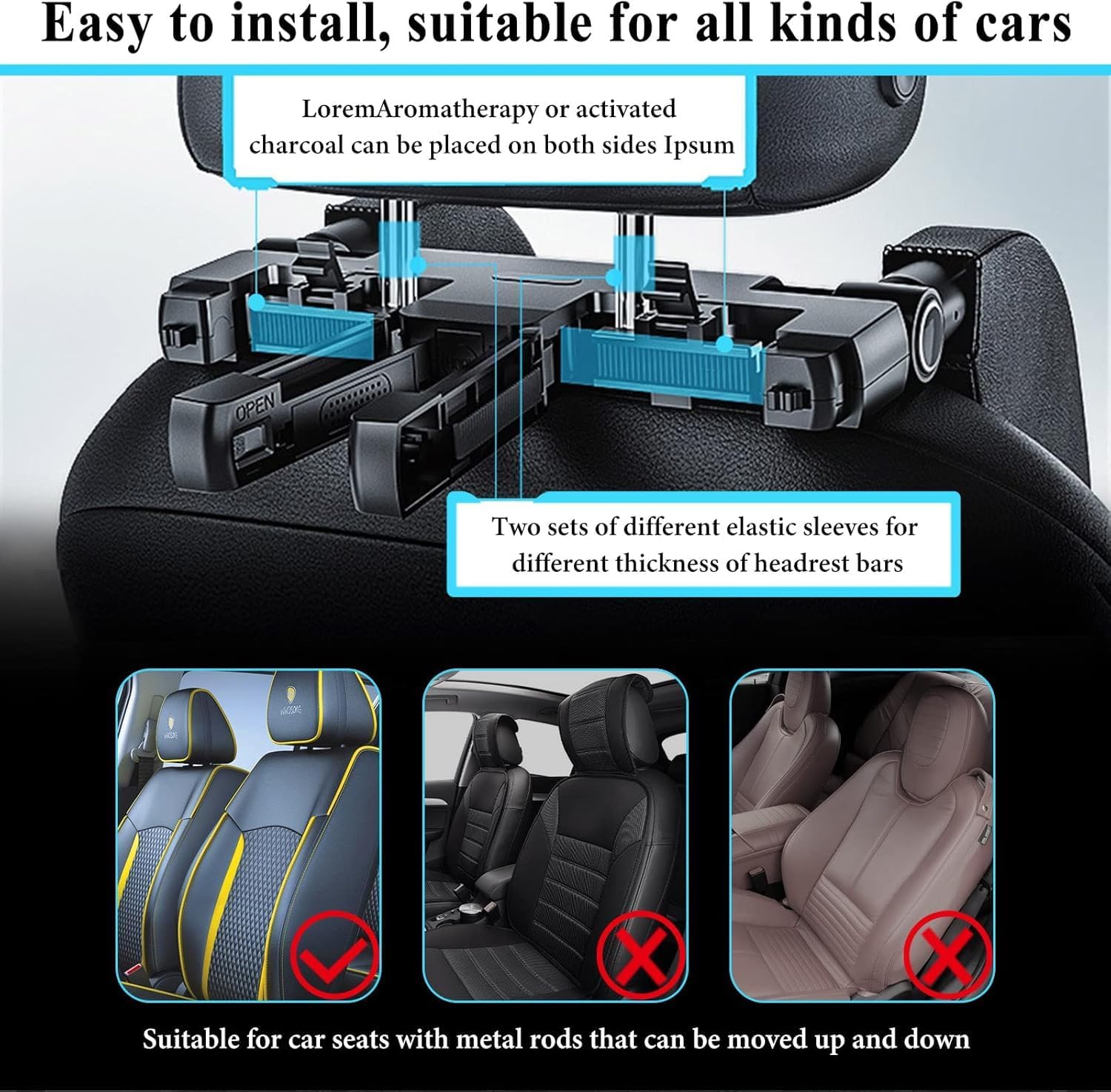 Detalle 2 de VniYors Kopfstütze Auto verstellbar 180°