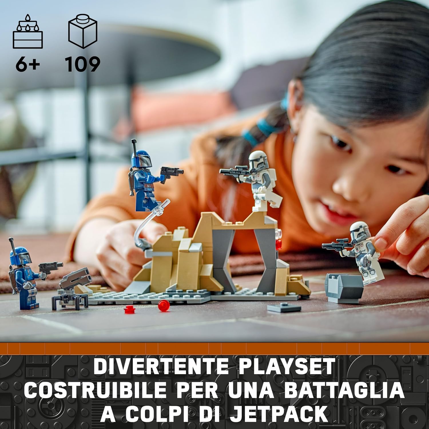 Detalle de LEGO Star Wars 75373 Battle Pack Agguato su Mandalore (The Mandalorian) con 4 minifigure e grotta da costruire