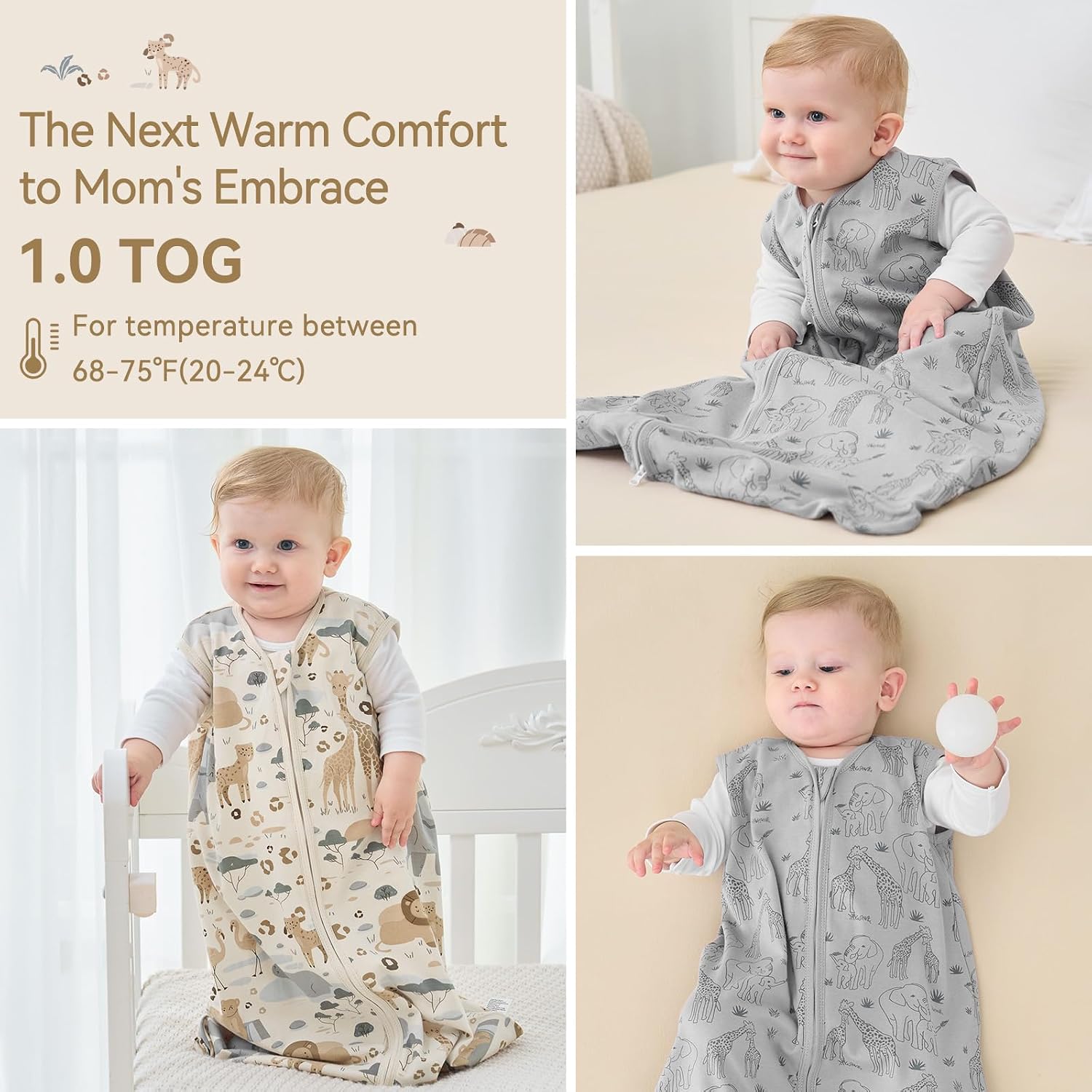 Thumbnail 6 de Unnivoll Baby Sleeping Bag 1.0 Tog (6–12 Months) – 100% Cotton Sleep Sack with 2-Way Zipper