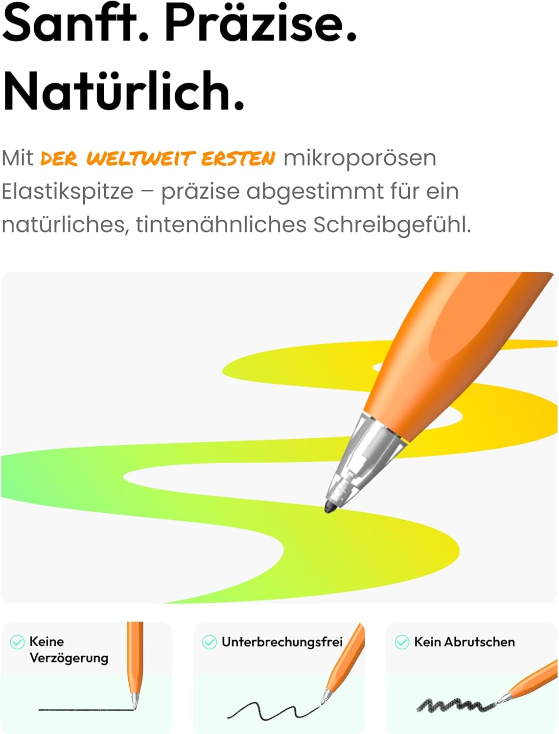 Detalle de Metapen Air8 Pro X Stift für iPad (2018–2026) – 26h Akkulaufzeit, Air-Flex Soft-Tip, leise & präzise