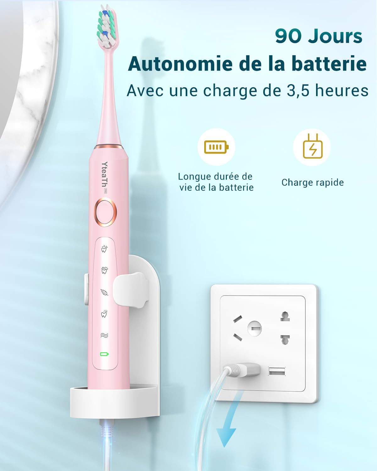 Detalle 2 de Brosse à dents sonique 50 000 CPM pour adultes et enfants