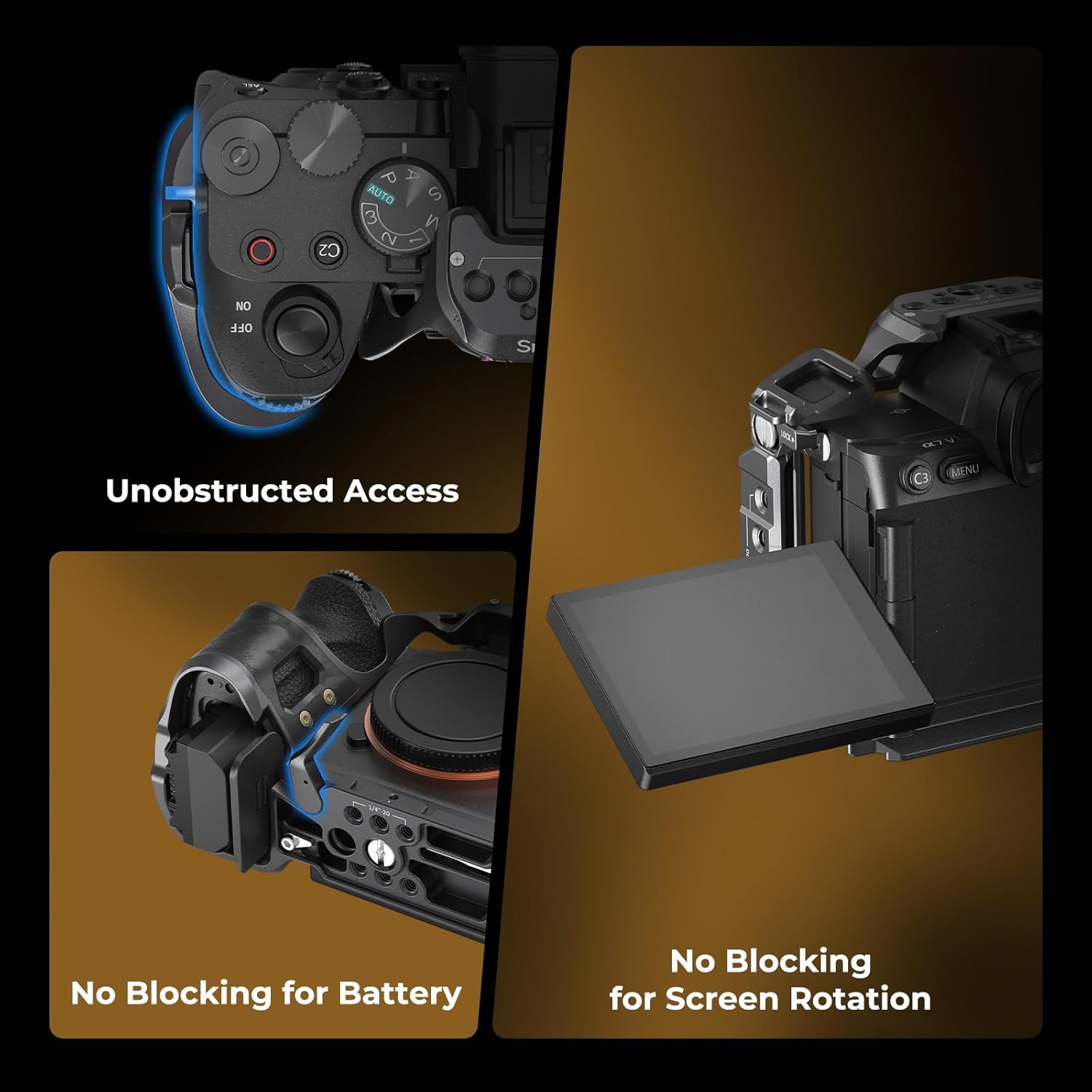 Detalle de SMALLRIG Rhinoceros Cage for Sony A7 V / A7R V / A7 IV – Basic Kit with Top Handle