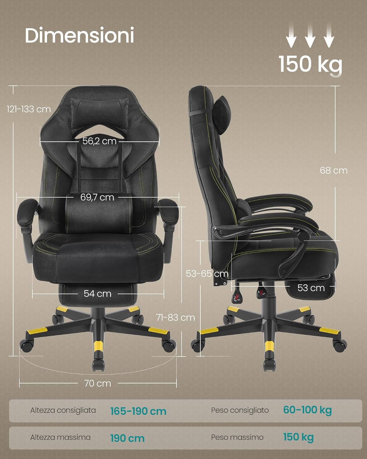 Thumbnail 2 de SONGMICS Sedia Gaming OBG077B08 150 kg