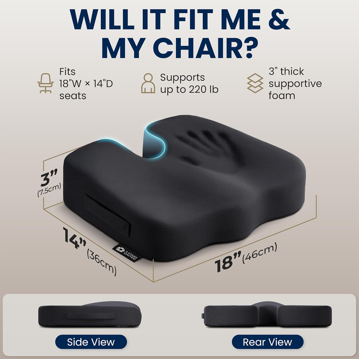 Thumbnail 4 de Seat Cushion for Office Chairs Tailbone Coccyx Pain Relief