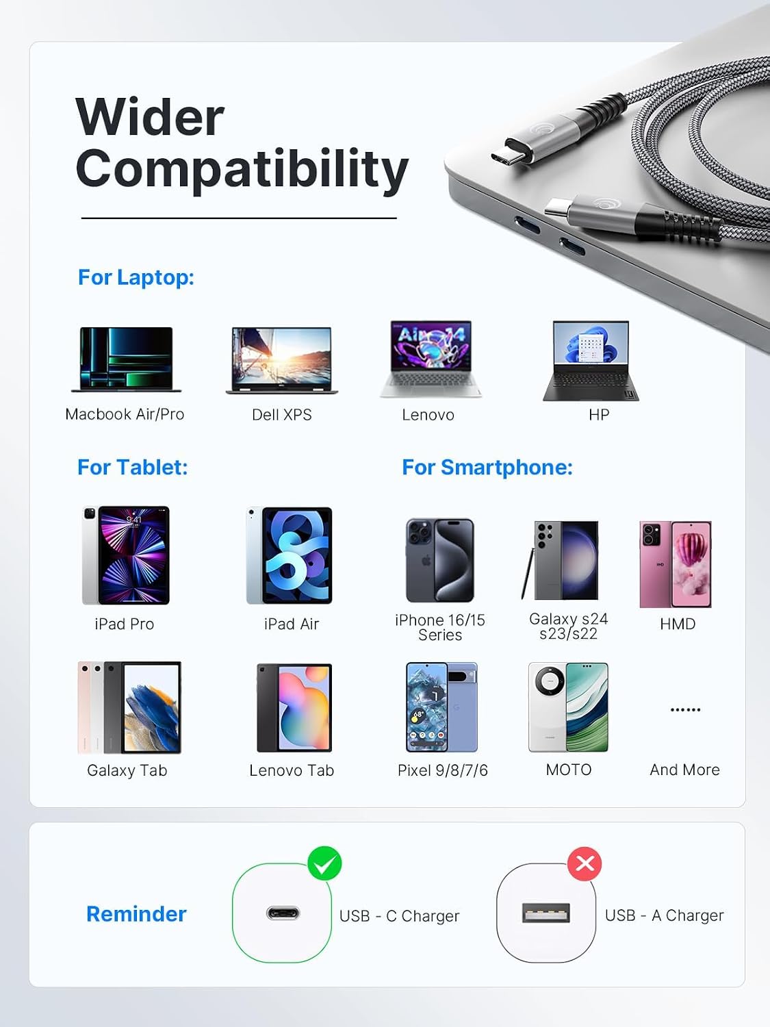 Thumbnail 4 de USB C to USB C Cable 3m 2Pack 100W