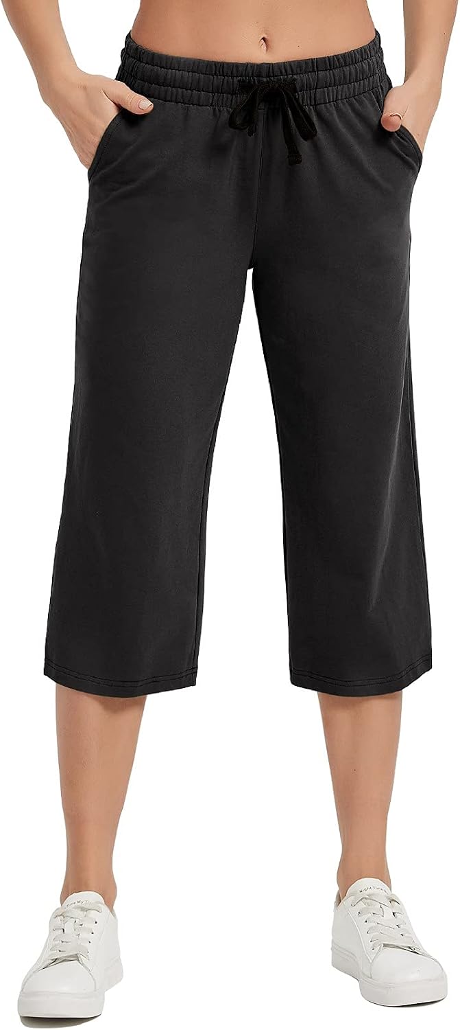 Detalle de SPECIALMAGIC Women Capri Pants Cotton Yoga Wide Leg Pajama Pants Capris Sweatpants