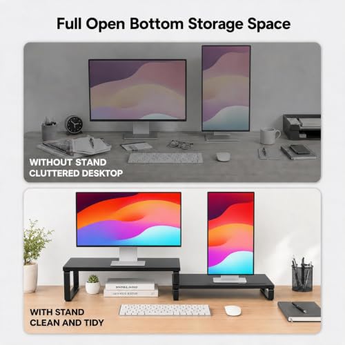 Thumbnail 2 de DOMSHOCT Dual Monitor Stand Riser with 3 Configurations — Adjustable, Stackable Carbon Steel Desk Organiser