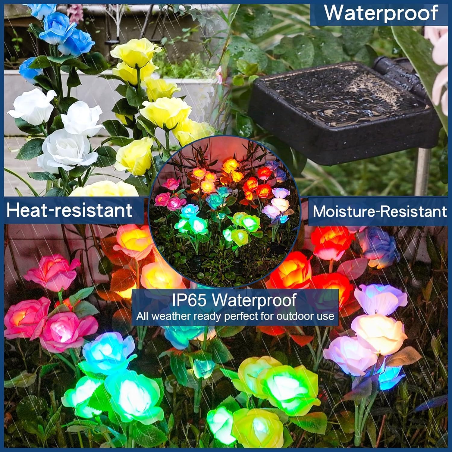 Detalle de Solar rose garden lights 4 pack
