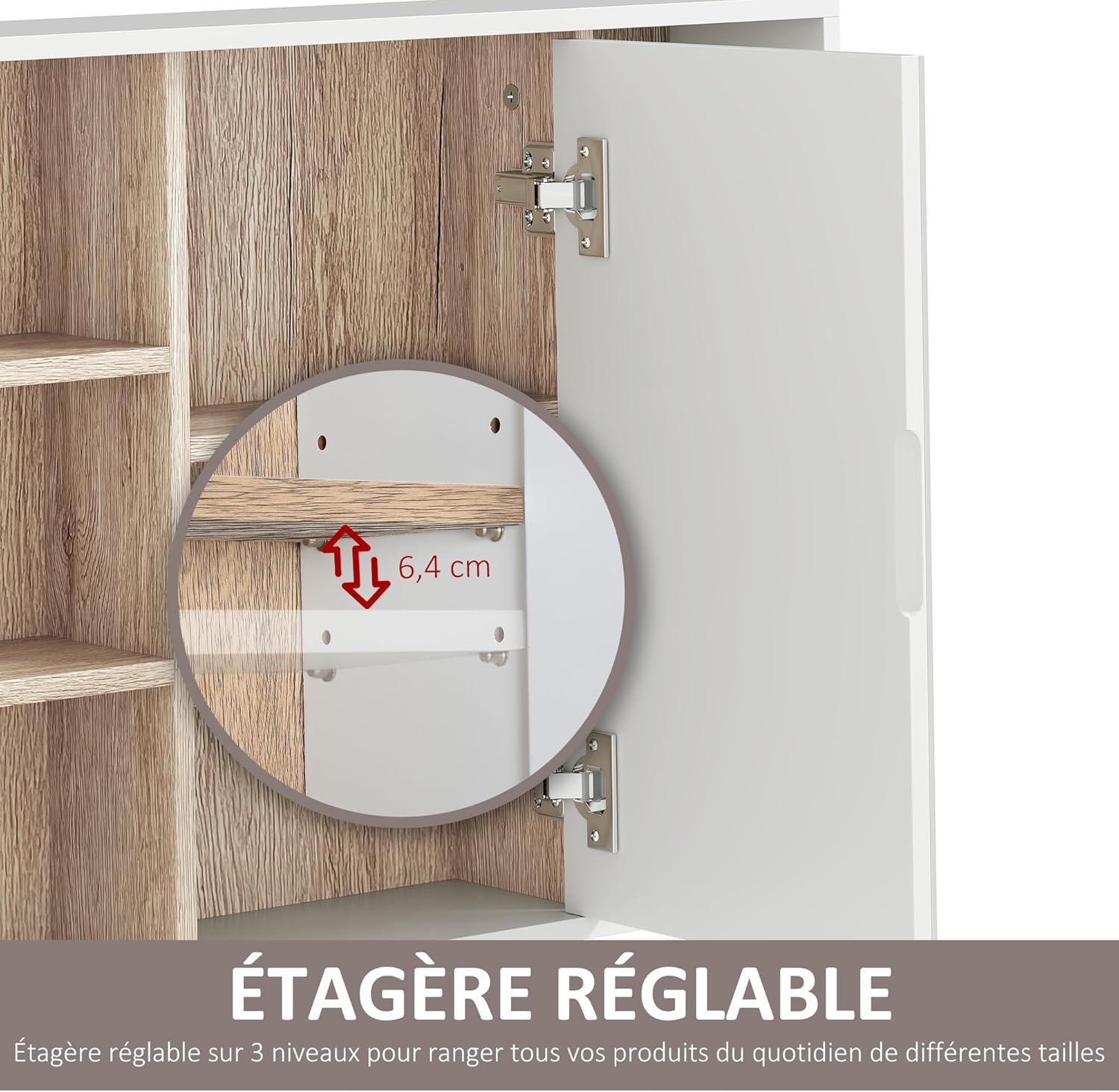 Thumbnail 4 de Armoires Murale HOMCOM avec Miroir – Miroir Salle de Bain avec Rangement, 60 x 14,5 x 49,4 cm, Blanc