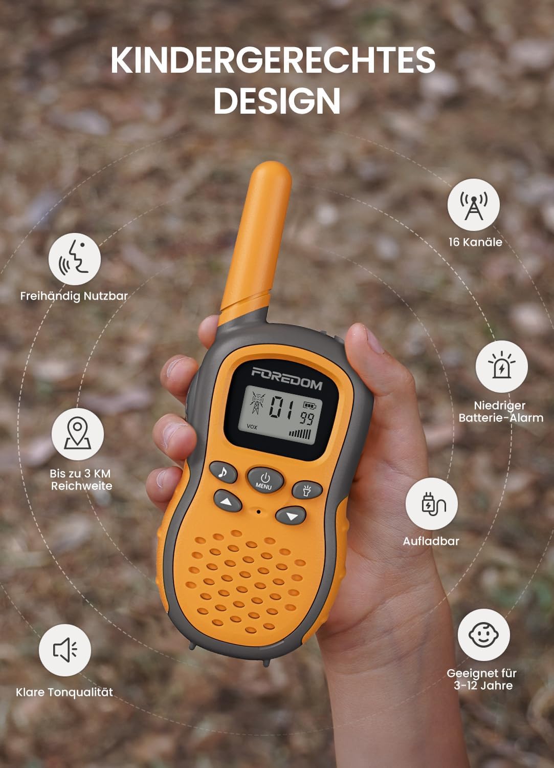 Thumbnail 3 de FOREDOM Wiederaufladbare Walkie Talkies 3–12 Jahre