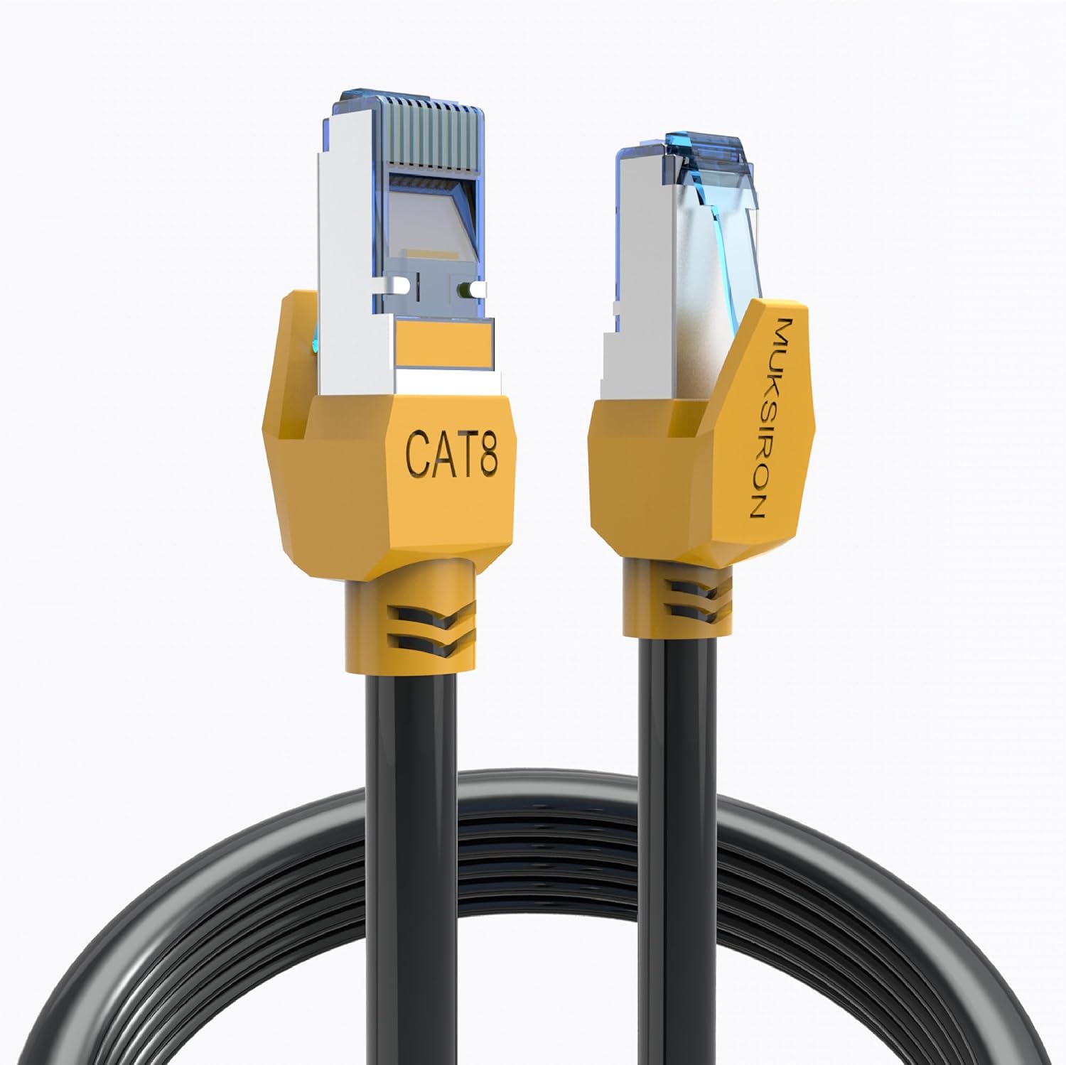 Detalle de MUKSIRON Cat 8 Ethernet Cable 100 ft — 40Gbps, 2000MHz, Weatherproof Shielded RJ45