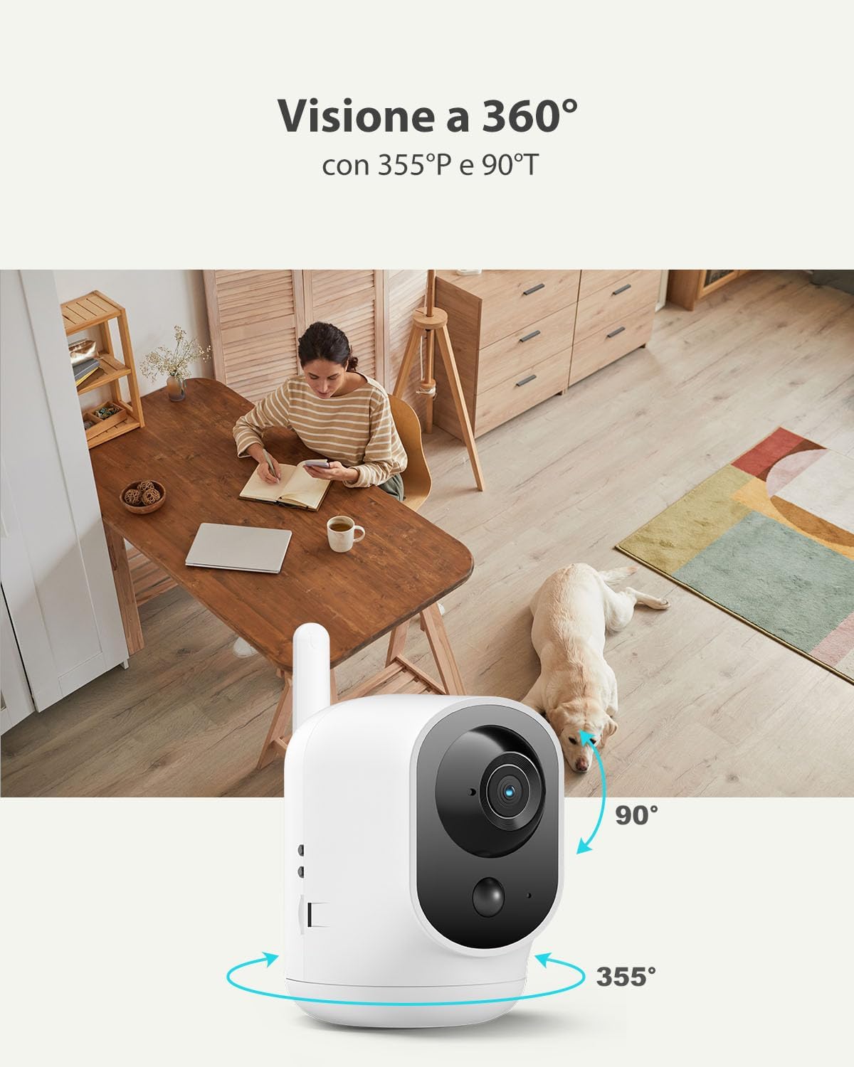 Detalle 2 de COCOCAM 4G Telecamera interna 2K con SIM, batteria 6000mAh