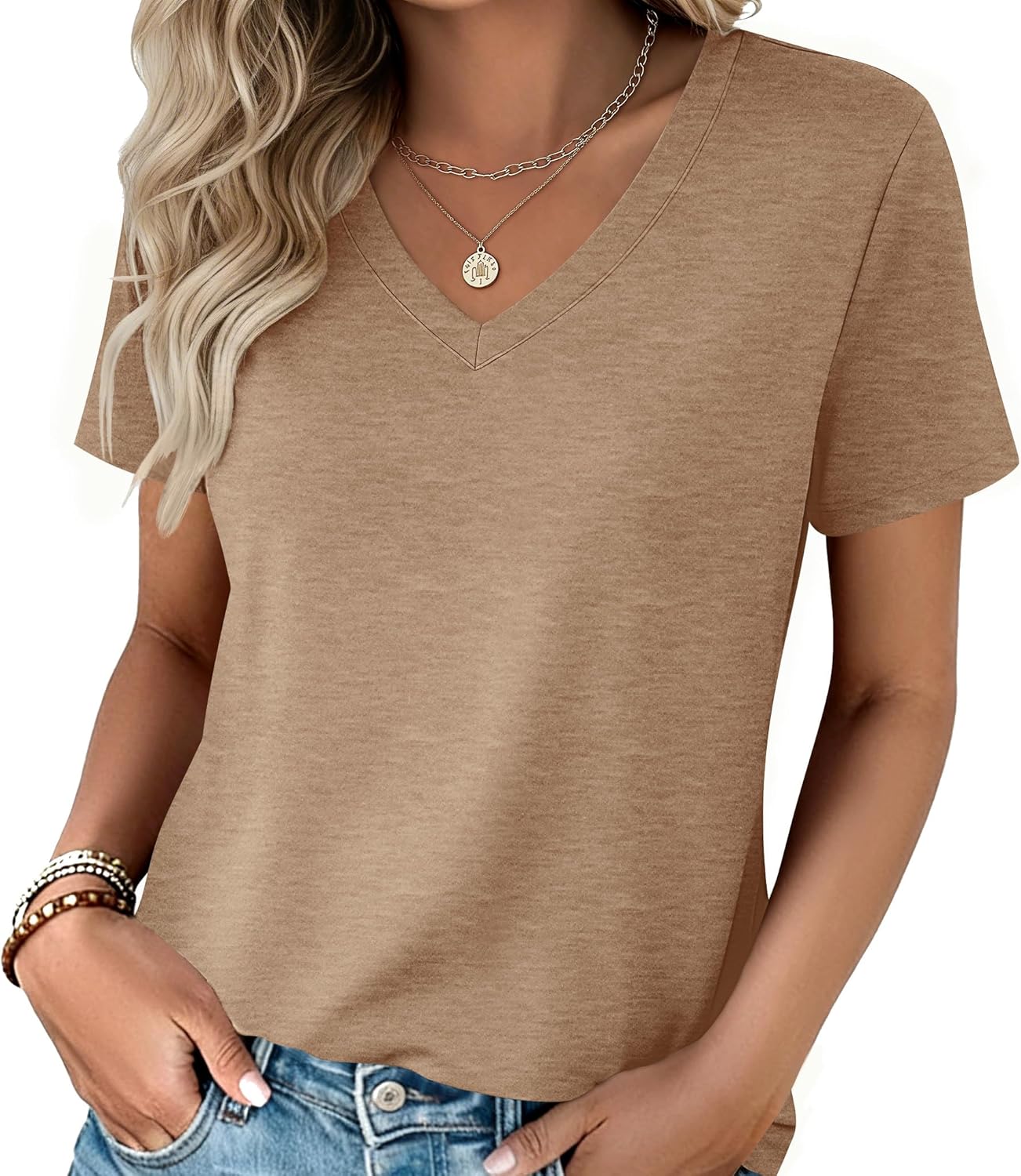 Thumbnail 5 de Zeagoo Women’s V-Neck Short Sleeve T-Shirt (Summer Casual Business Tops), S-3XL