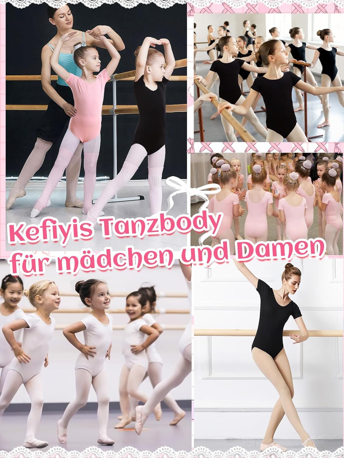 Thumbnail 5 de Kefiyis body danza classica bambina in cotone con manica corta, taglie 110–170