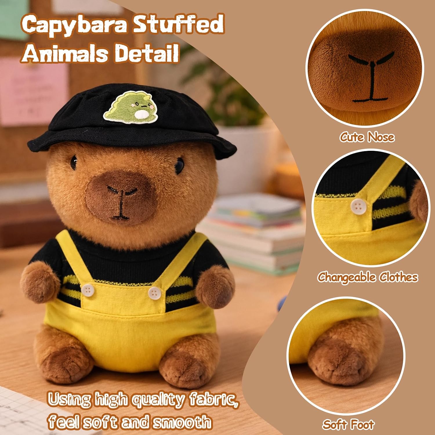 Thumbnail 2 de TITQWOP 10.2 Inch Capybara Plush Toy with 9 Clothing Items – Super Soft Stuffed Animal for Kids