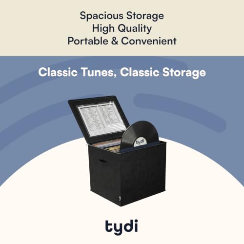 Thumbnail 9 de Tydi Vinyl Record Storage Box with Zip Closure – Holds Up to 90 12 Inch Vinyl Records