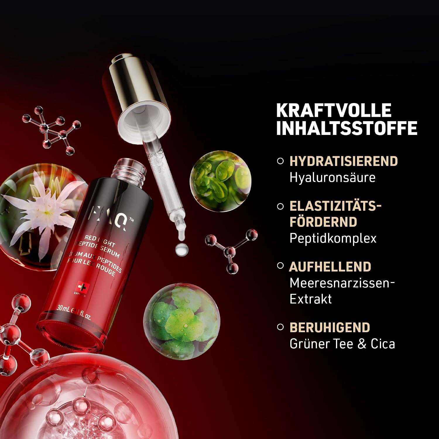 Thumbnail 3 de FAQ Rotes Licht Peptid-Serum mit Hyaluronsäure & Kollagen – lichtaktiviertes Serum für die Gesichtspflege