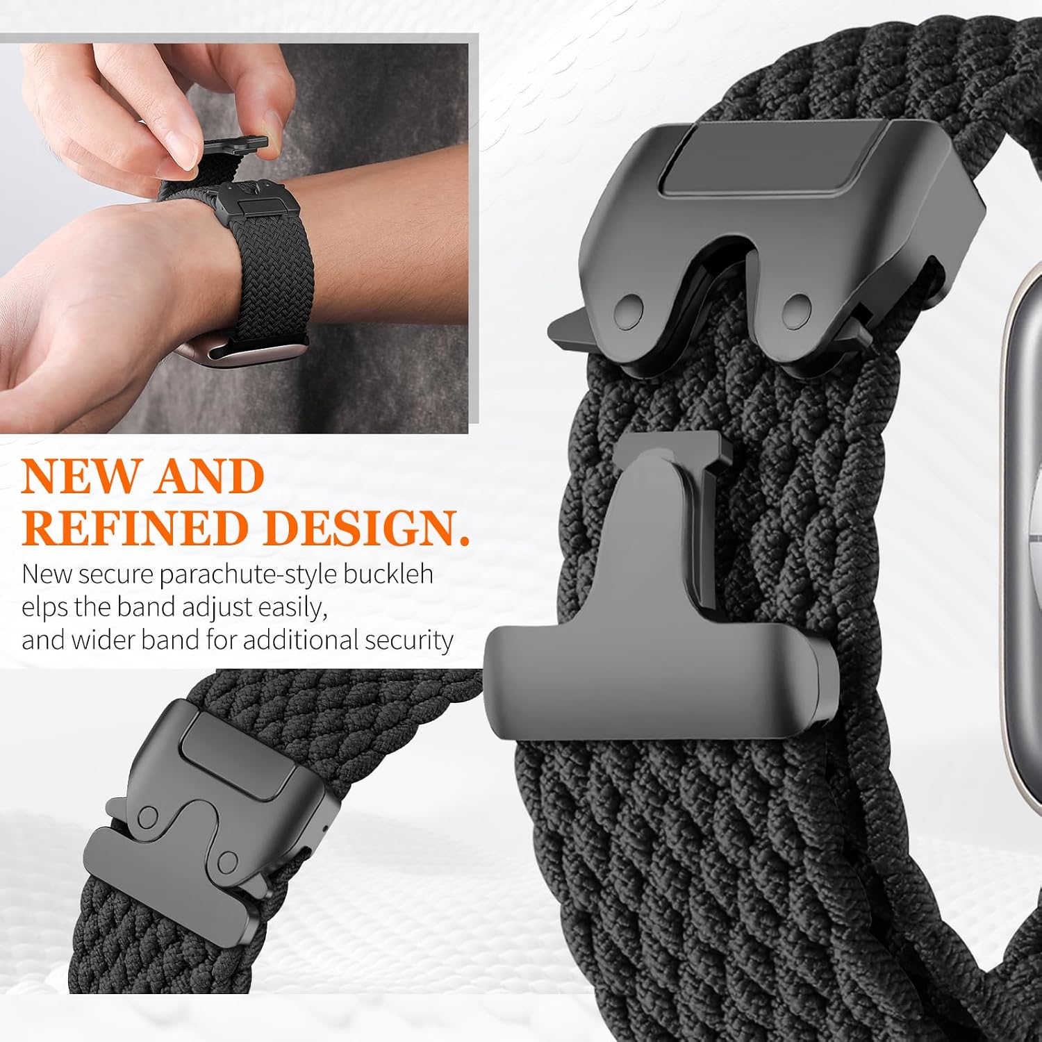 Detalle 2 de Geflochtenes Nylon-Armband für Apple Watch Ultra/2 & 49mm/46mm/45mm/44mm/42mm/41mm/40mm (Fallschirmverschluss)