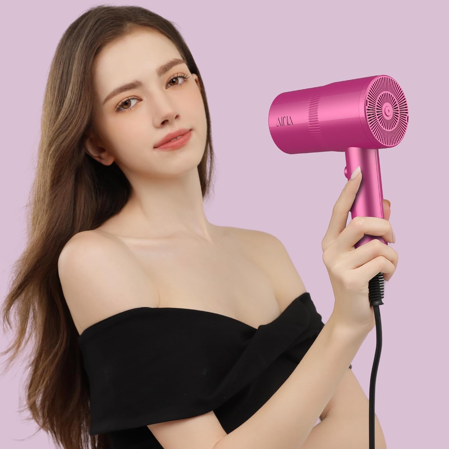 Thumbnail 6 de AINA Hair Dryer with Diffuser (110V) – Ionic Ceramic Blow Dryer in Neon Pink with Cold Shot & Turbo Heat