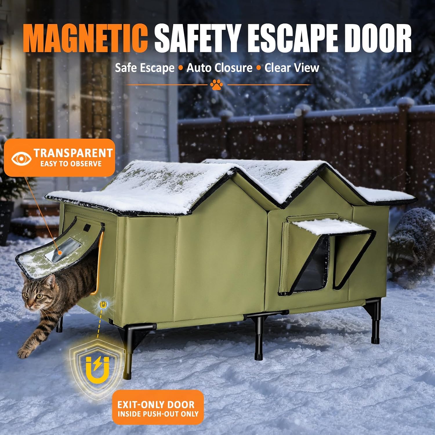 Thumbnail 6 de VILRAK CH003 Heated Outdoor Cat House, XXL Insulated Shelter with Heating Pad