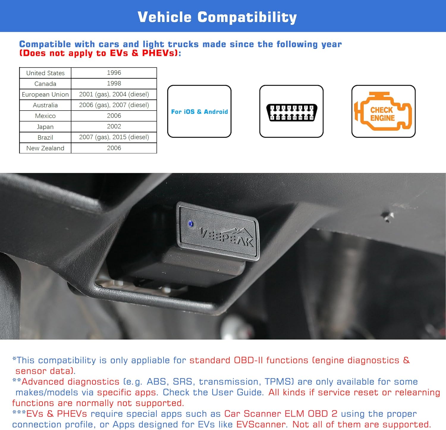 Thumbnail 4 de Veepeak OBDCheck BLE OBD II Scanner