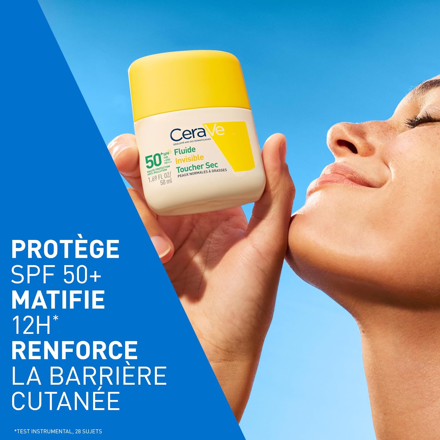 Detalle de CeraVe Fluide Invisible Toucher Sec SPF 50+ — Protection 12h et fini matifiant pour le visage