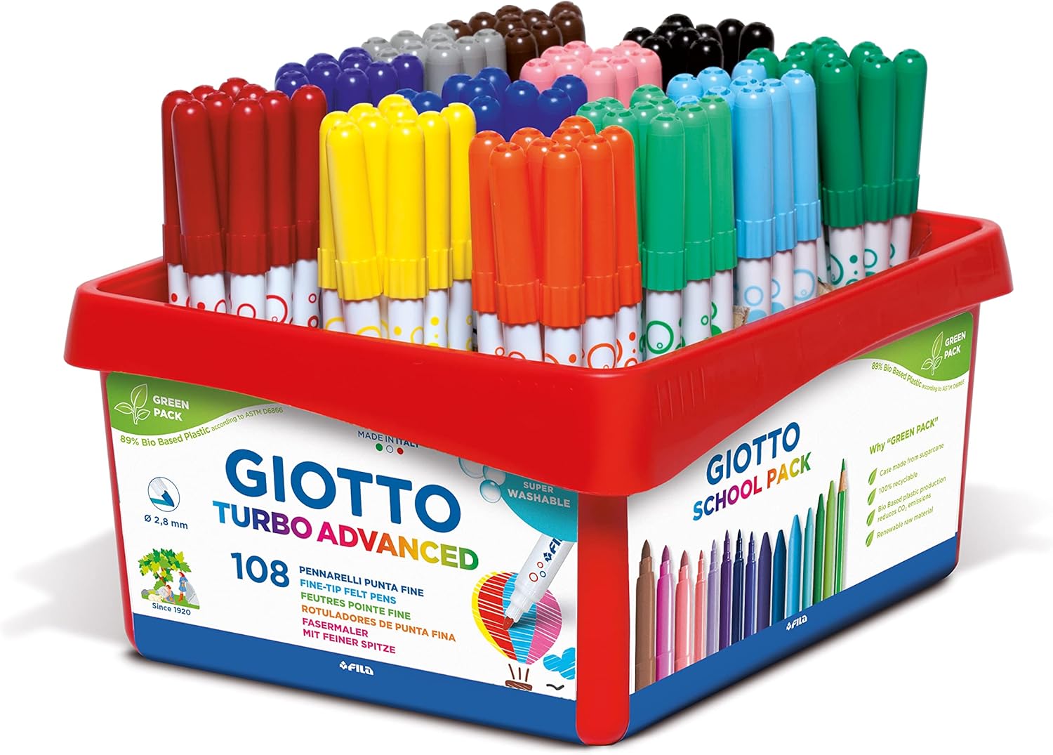 Detalle de Giotto 520303 - Giotto Turbo Advanced: Pennini lavabili a punta fine, barattolo da 72 pezzi