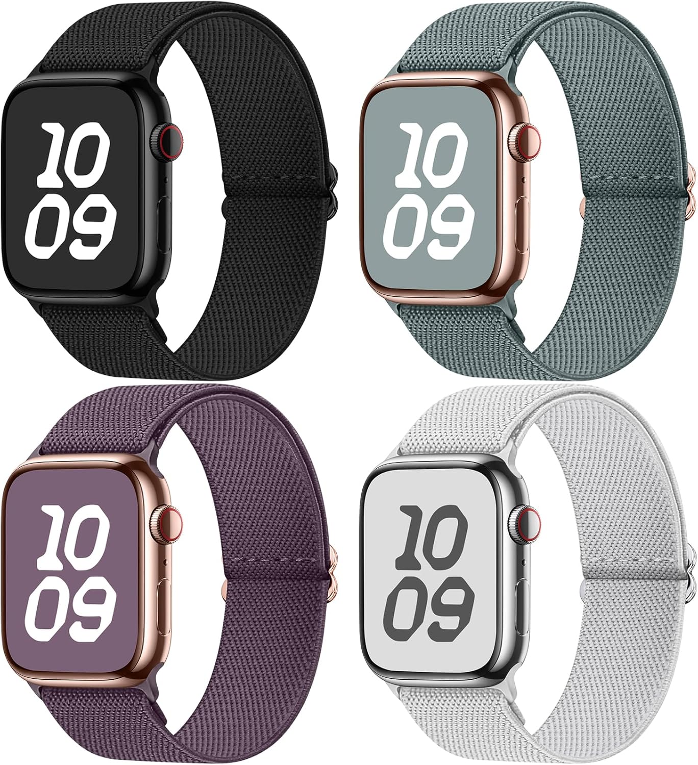 Detalle de Fullmosa Water-Resistant Nylon Strap for Apple Watch (38/40/41/42mm) – 4 Pack