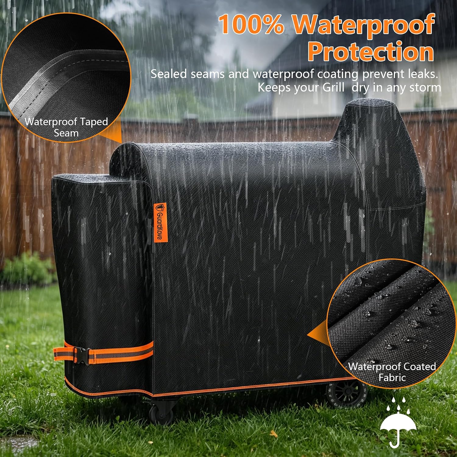 Detalle de GuardKove 62"KL-PB-012 Grill Cover, 1000D Oxford Fabric, Buckle Straps