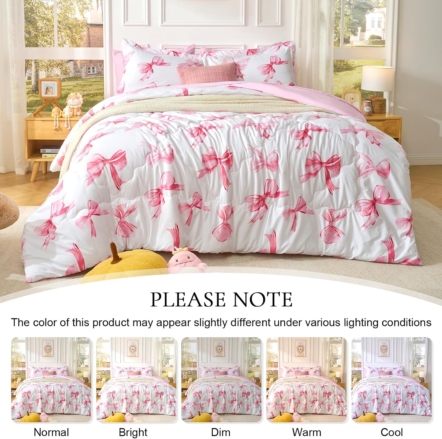 Thumbnail 6 de Wajade Pink Bow King Duvet Set (220 x 240 cm) with Two Pillowcases – Soft, Reversible, All-Season
