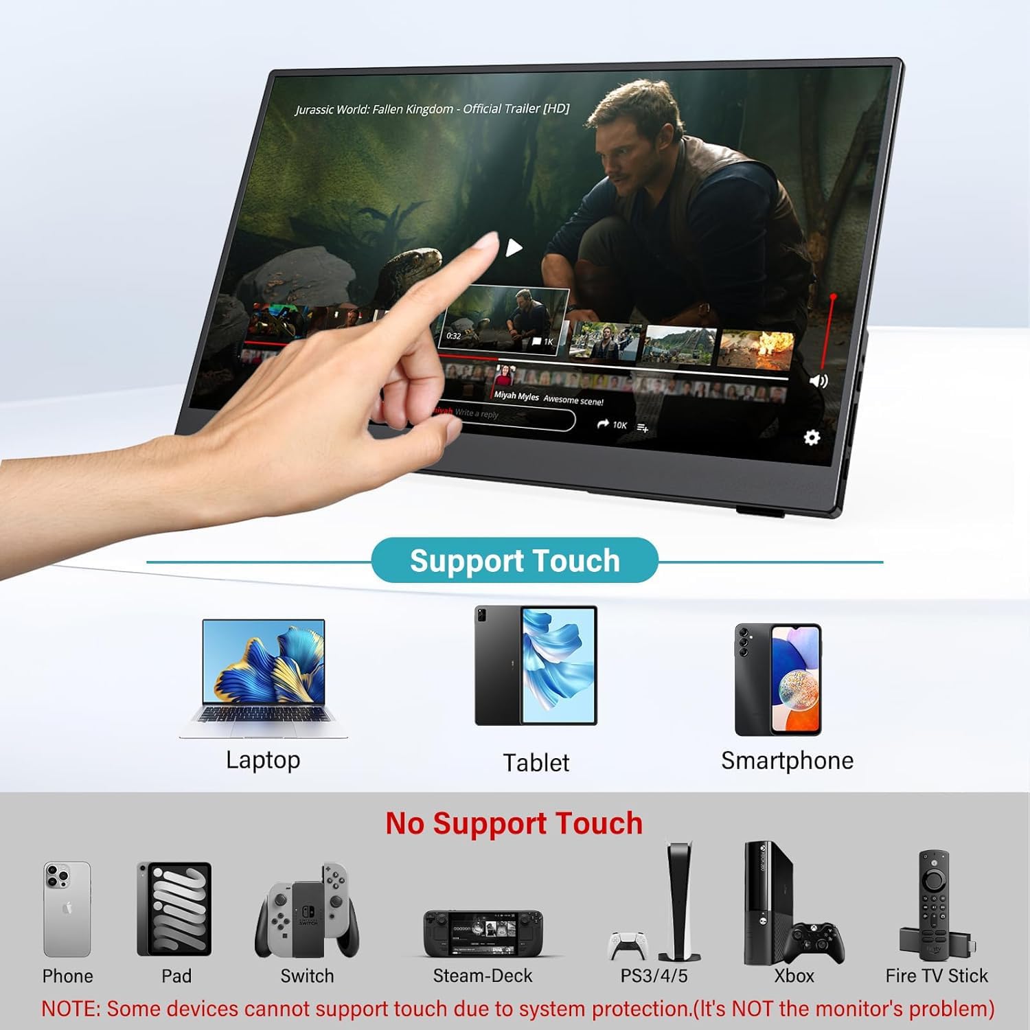 Detalle 2 de InnoView Portable Monitor Touchscreen 15.6" 1080P