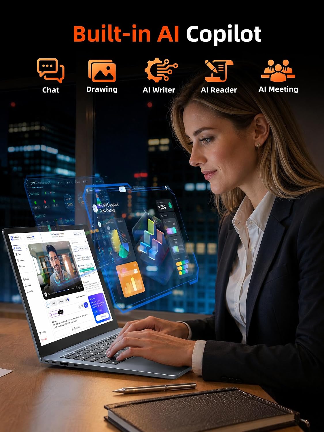 Detalle de Liuord Laptop 18,5 Zoll mit FHD-Display – 16GB RAM, 256GB SSD, AI-Unterstützung, Deutsche Tastatur