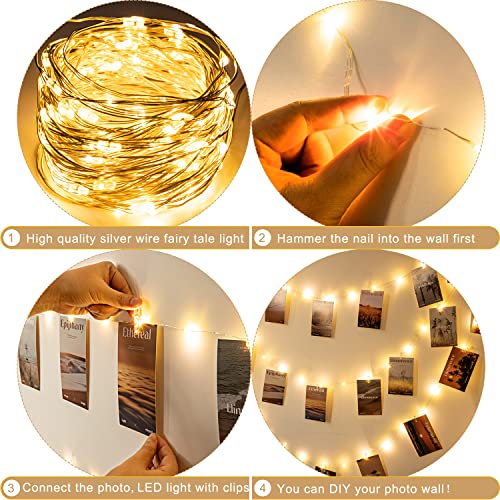 Detalle de Liyade Clip Cadena de Luces con 30 LED y 15 pinzas (10 m) para fotos y decoración