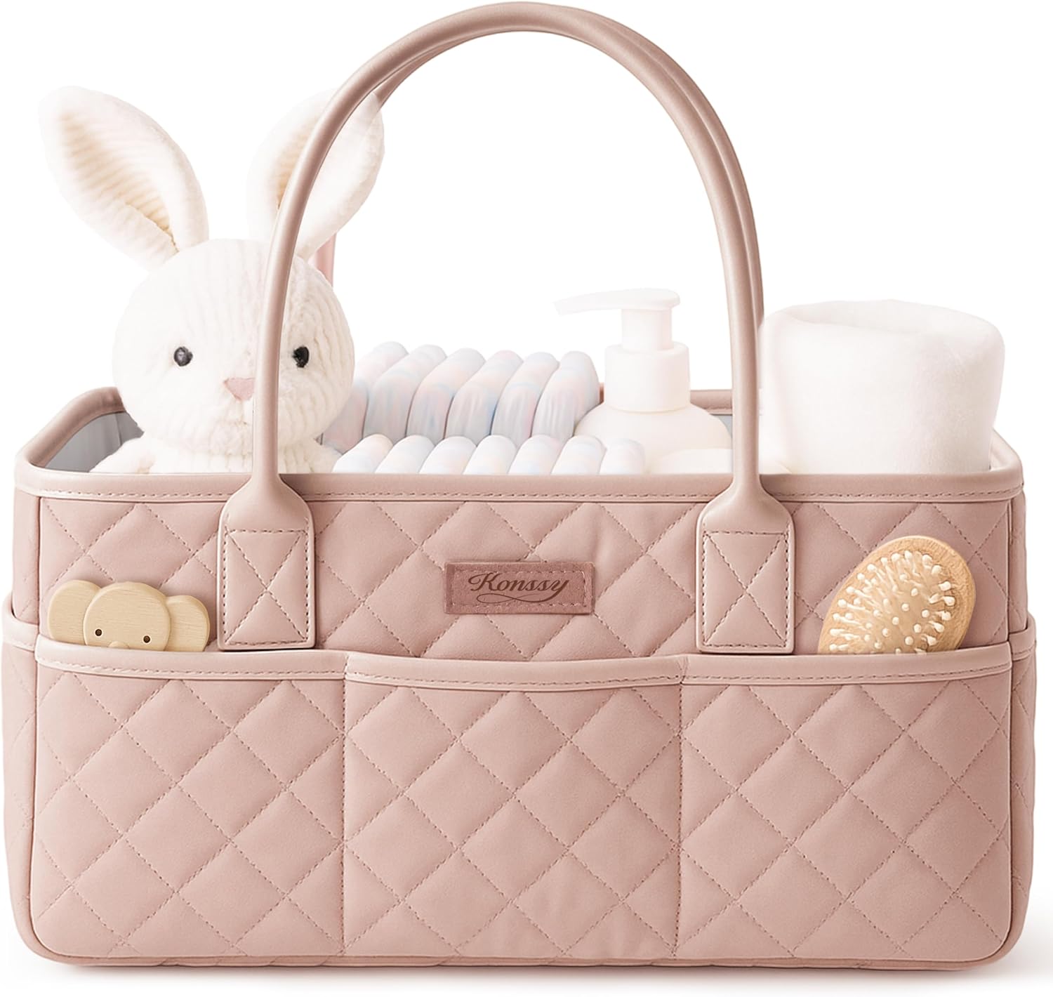 Detalle de Konssy Diaper Caddy with PU Leather Handles