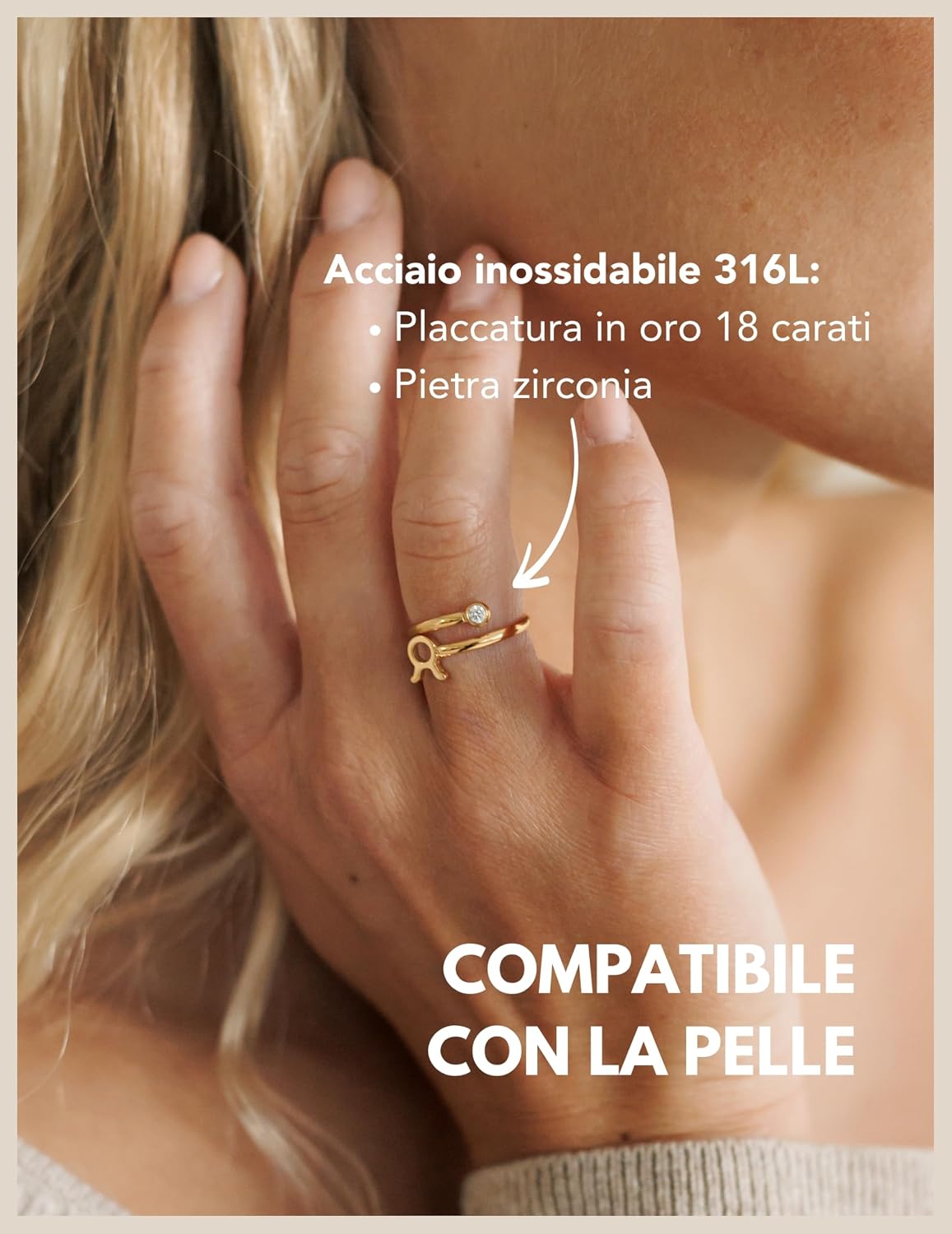 Detalle 2 de GD GOOD.designs Anello zodiacale regolabile 52-60 ♈