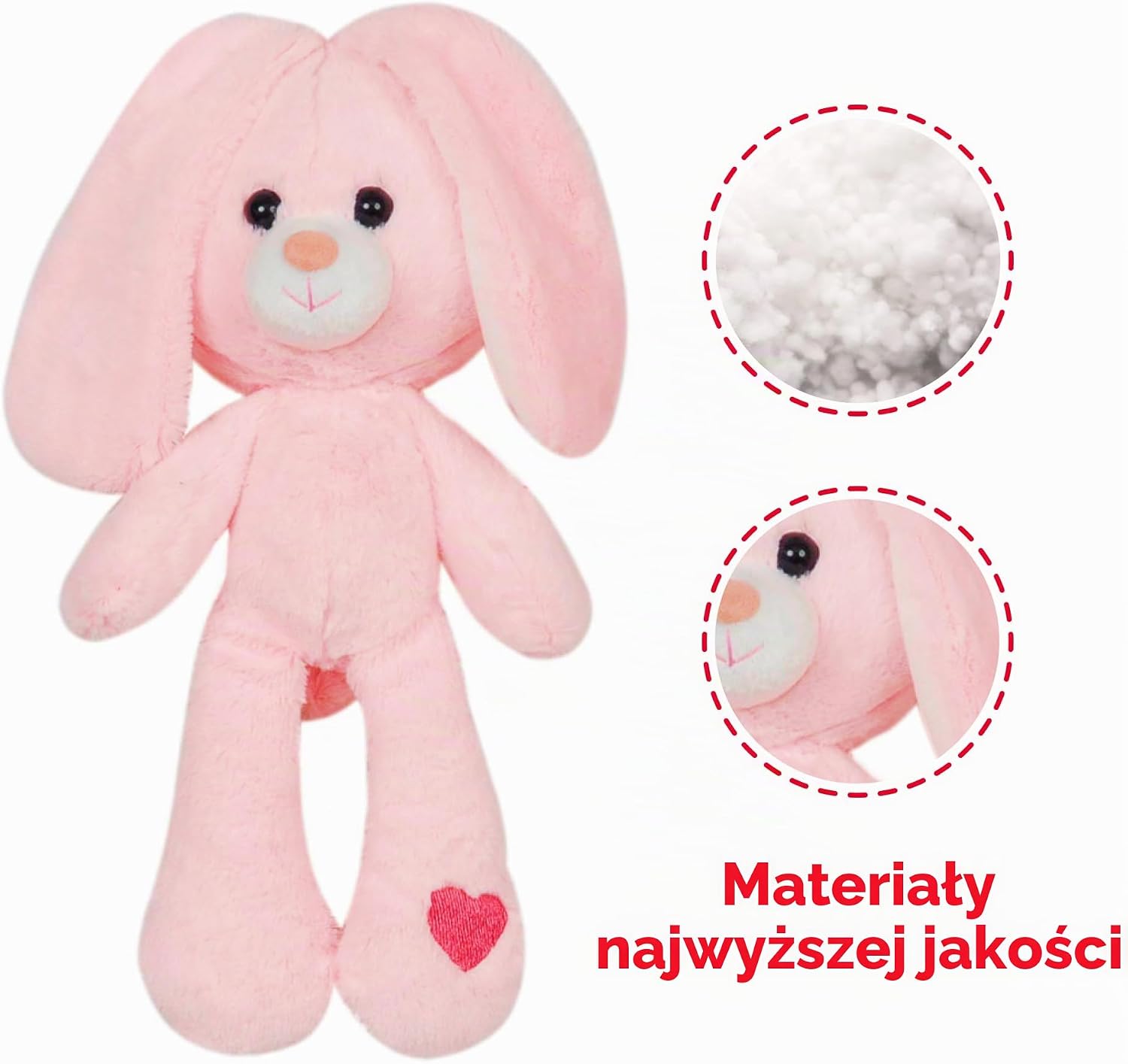 Detalle 2 de FANCY DDEN0_EN pluszowy królik 28 cm, różowy, z długimi uszami