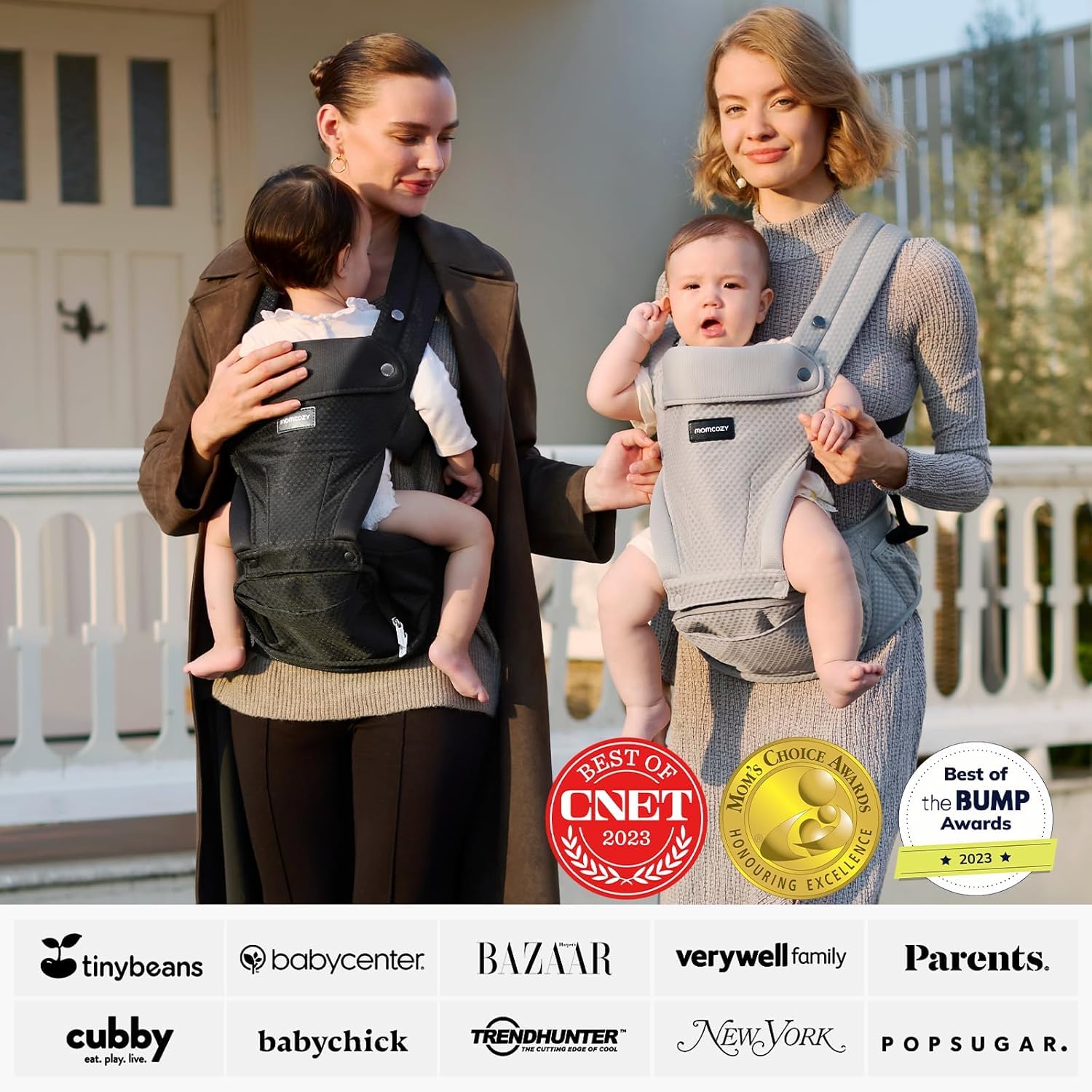 Thumbnail 6 de Momcozy Babytrage mit Hüftkissen 2-in-1 – Grau, bis 20 kg, 6 Tragepositionen