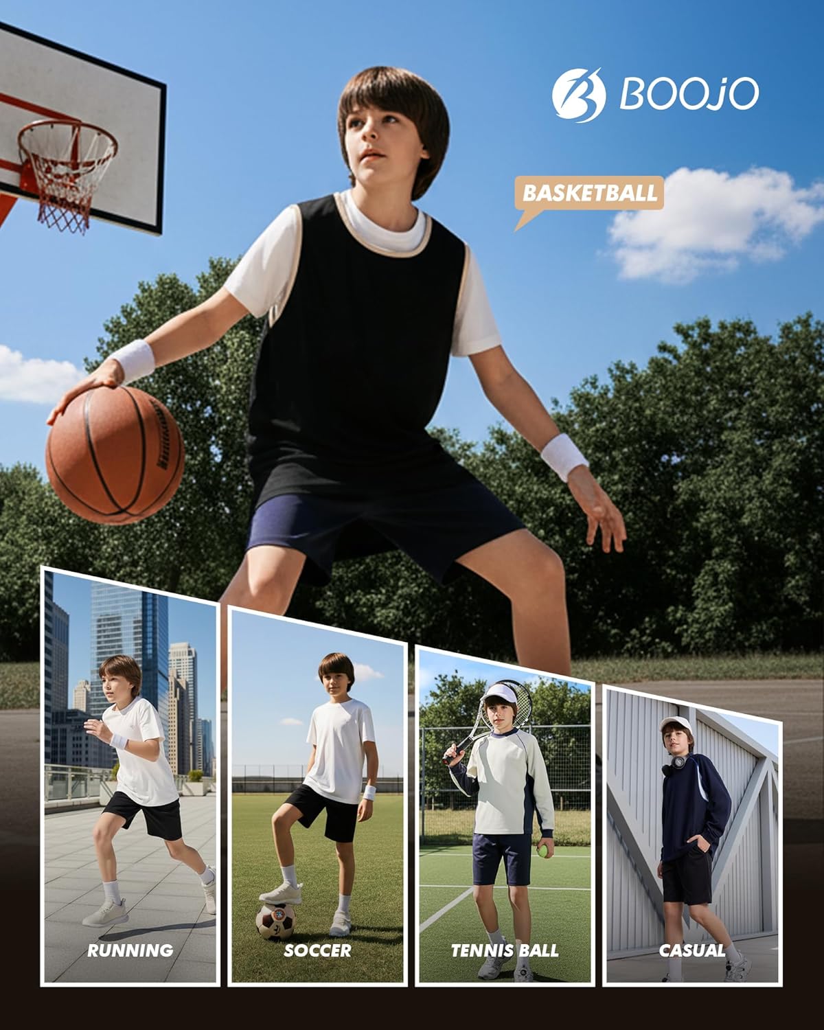 Thumbnail 4 de BOOJO 5 Pack Athletic Basketball Boys Shorts 5-Pack