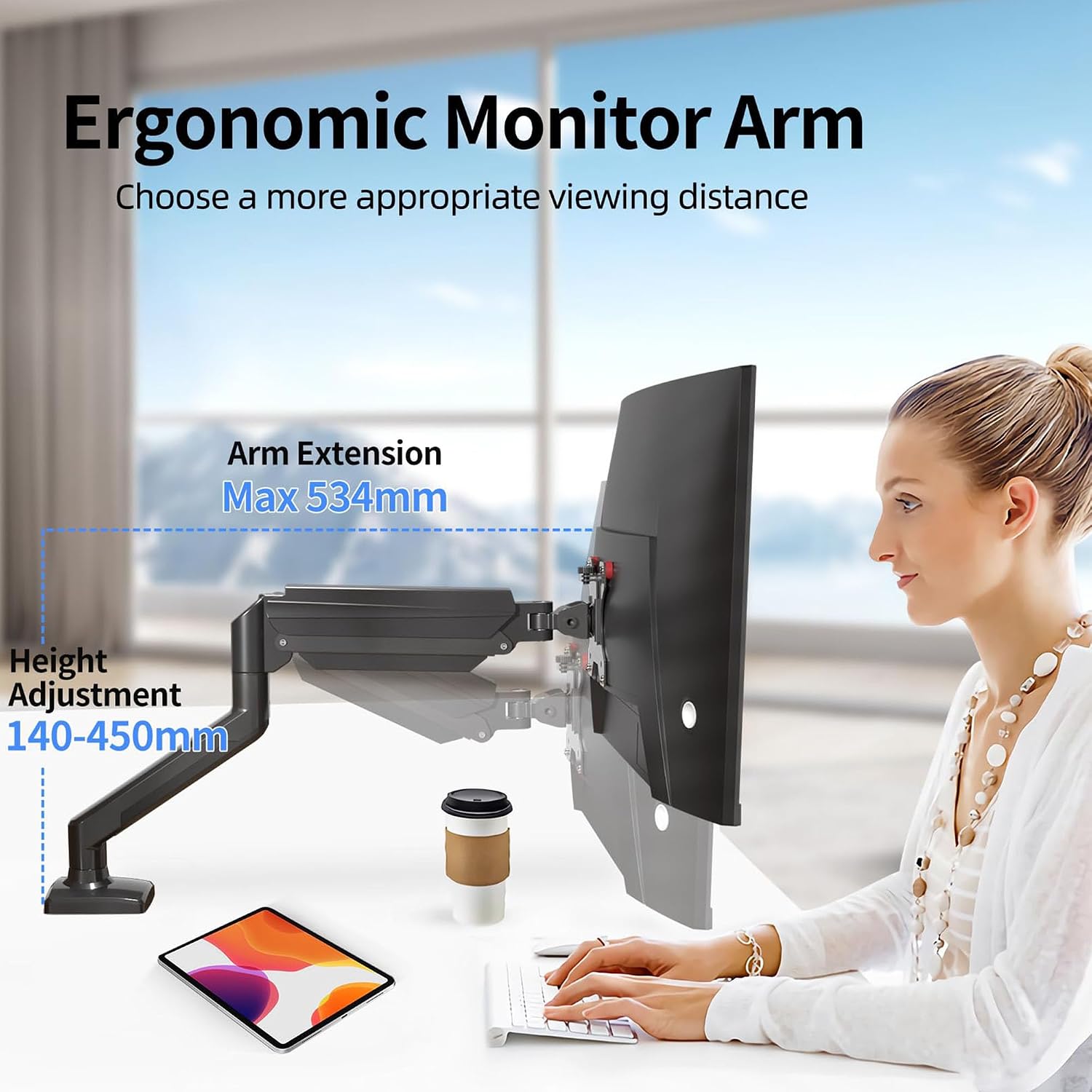 Thumbnail 6 de suptek MD01A monitorarm voor 13–32 inch, met gasveer en VESA 75/100 mm