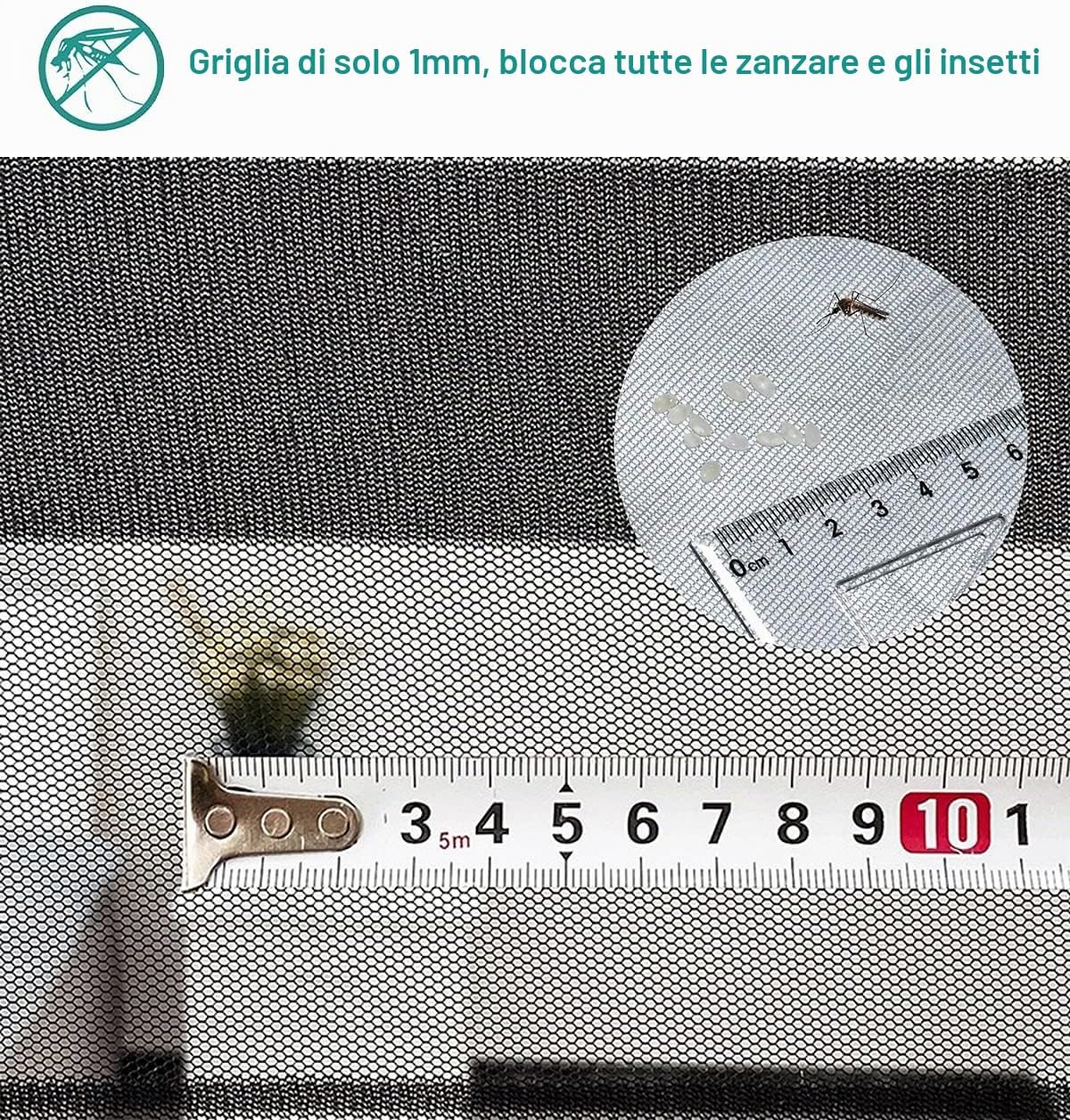 Detalle 2 de Zanzariera Magnetica per Porte 100x235 cm Nero | Chiusura Automatica e Facile Installazione