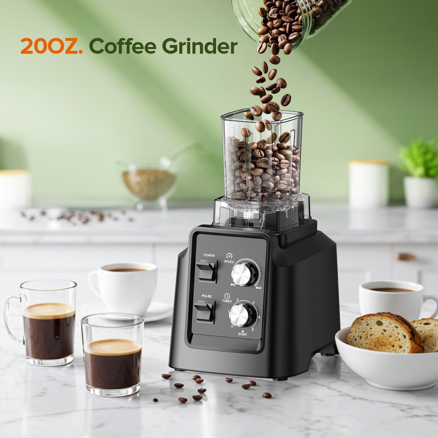 Detalle de 1800W blender with 6-blade ice crushing system, grinder jar, and self-cleaning (68 oz + 20 oz)