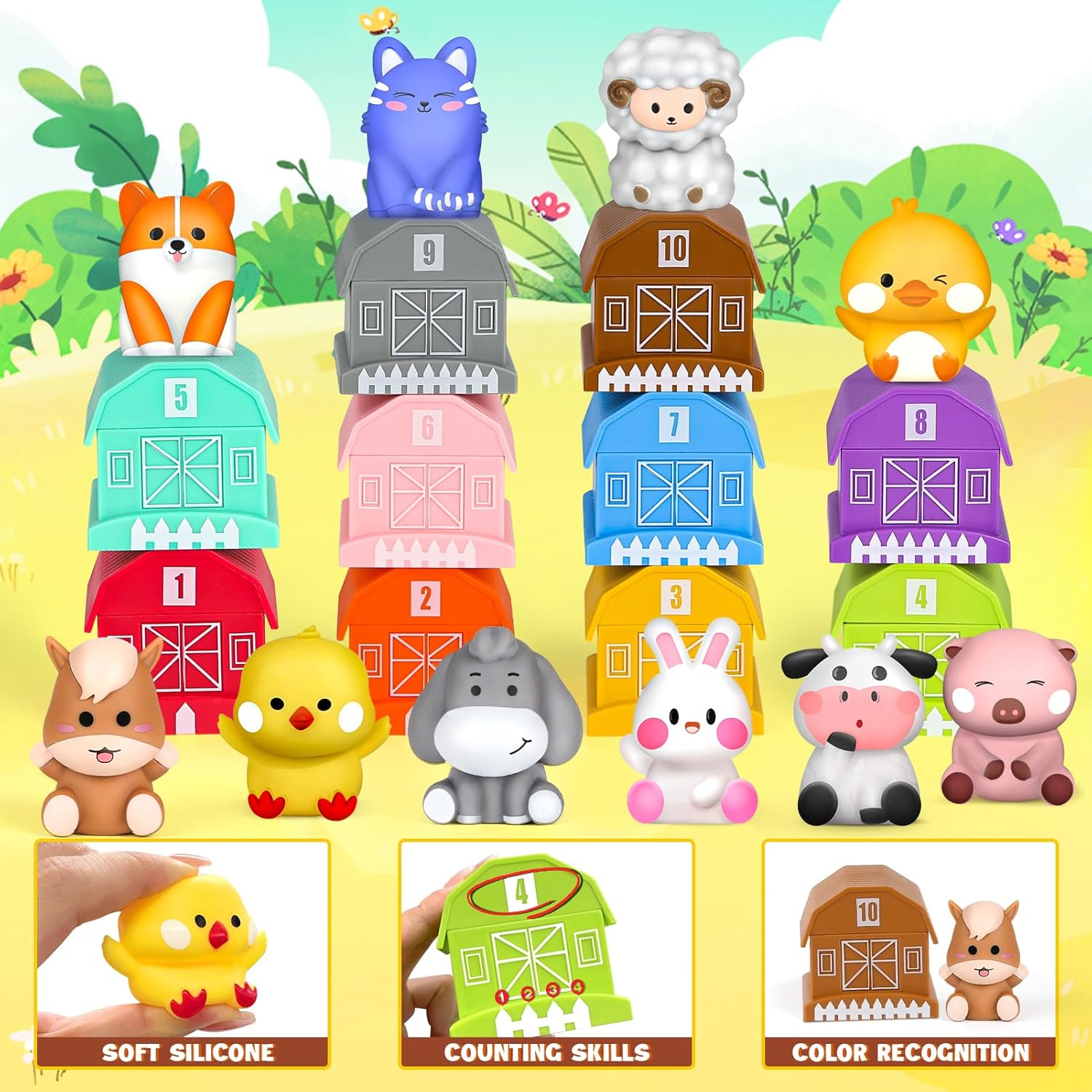 Detalle de Joyreal Farm Animals Toys 10-piece set