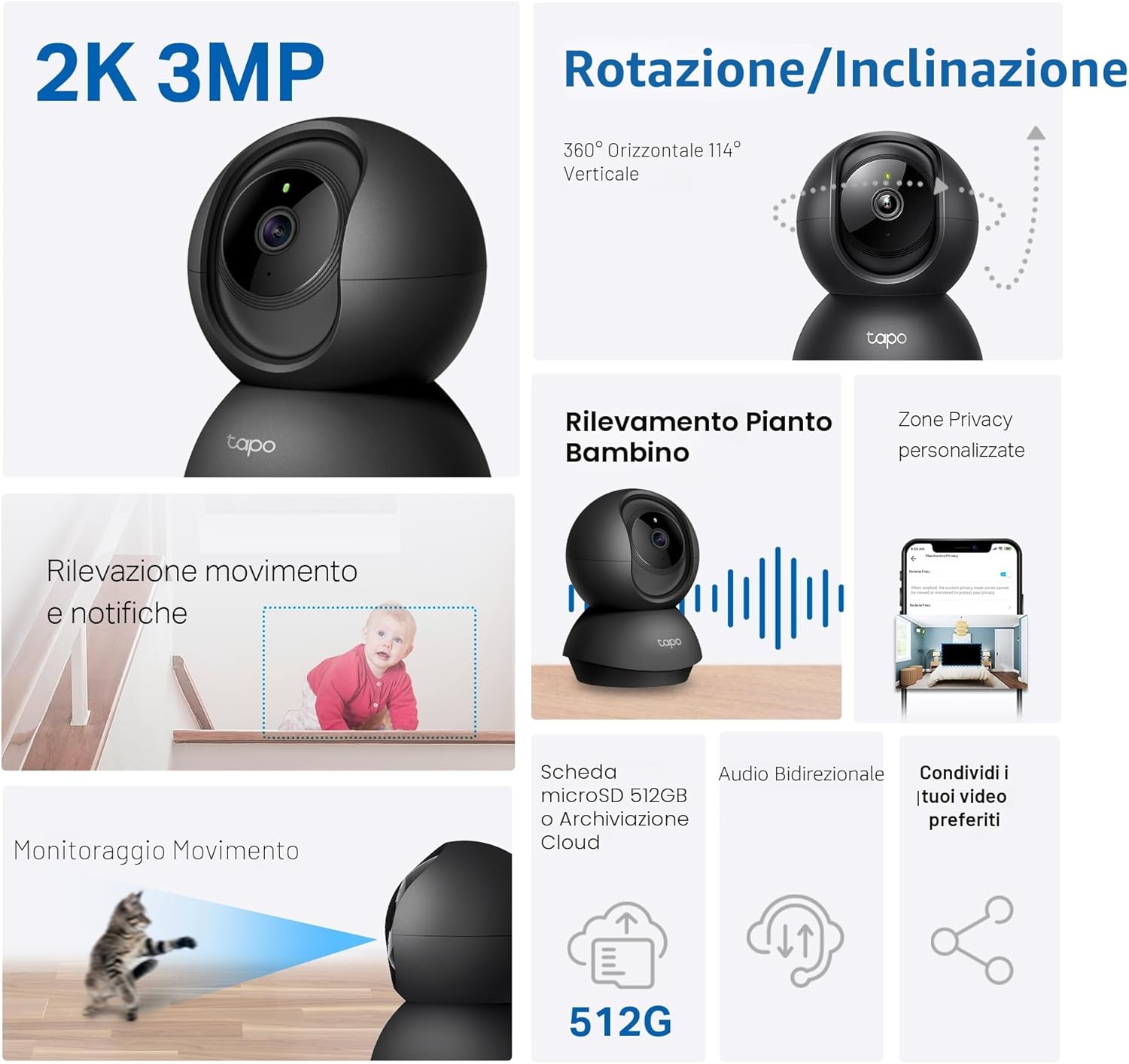 Thumbnail 1 de TP-Link Tapo C211 Telecamera Wi‑Fi interna 2K (3MP) con visione notturna e notifiche in tempo reale
