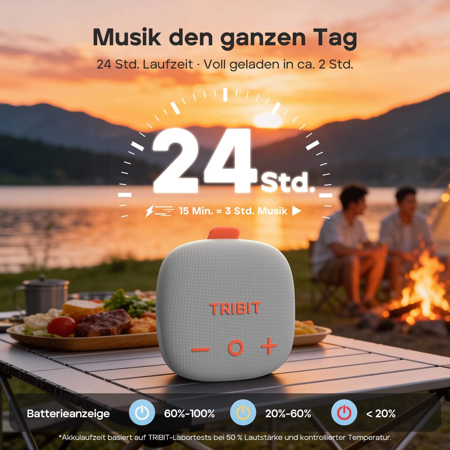 Detalle de Tribit StormBox Micro 3: kompakter Outdoor‑Bluetooth‑Lautsprecher mit XBass, IP68 und Magnetfixierung